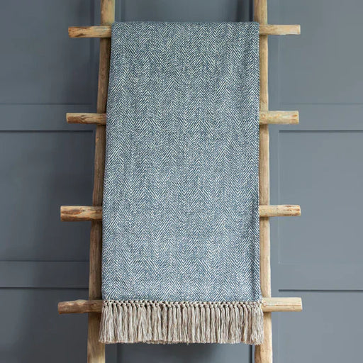 Oryx Woven Throw, Textured, Blue, Capri