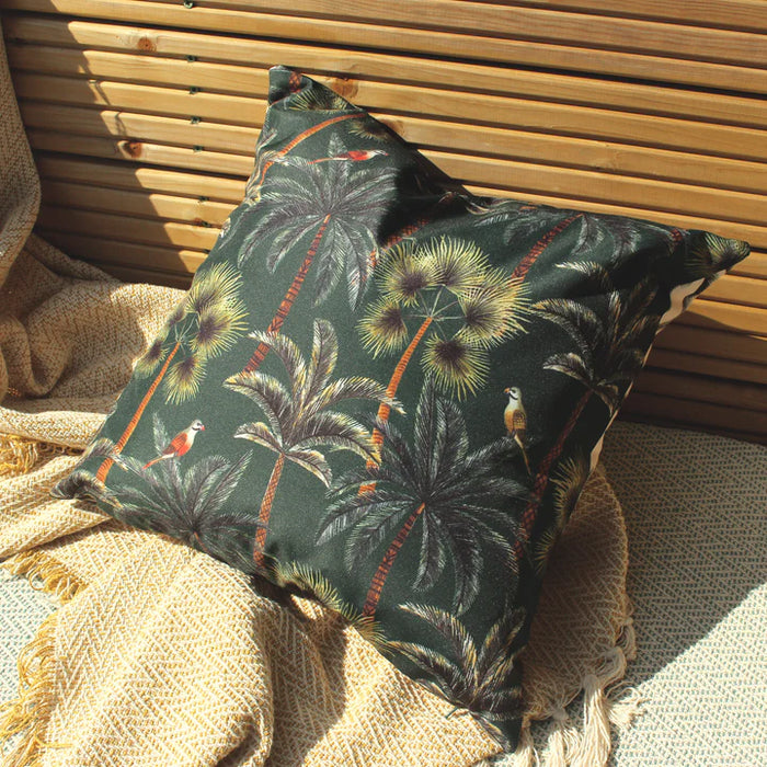 Waterproof Outdoor Cushion, Palms Design, Forest, Ochre