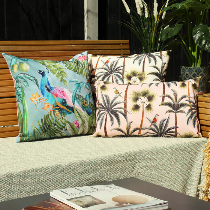 Waterproof Outdoor Cushion, Palms Design, Forest, Ochre