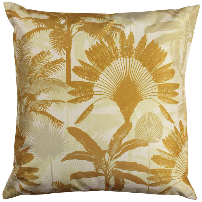 Waterproof Outdoor Cushion, Palms Design, Forest, Ochre