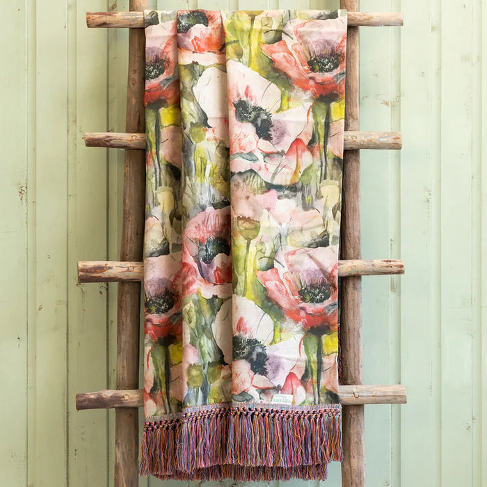 Papavera Printed Throw, Floral, Pink, Sweetpea