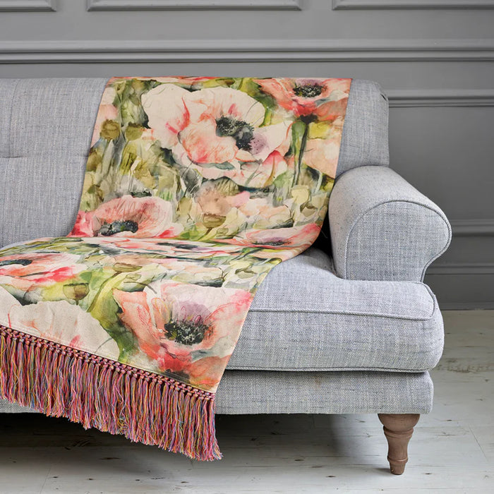 Papavera Printed Throw, Floral, Pink, Sweetpea