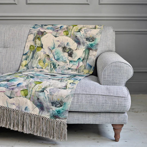 Papavera Printed Throw, Floral, Blue, Veronica