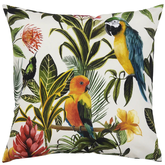 Waterproof Outdoor Cushion, Parrots Design, Multi, Teal