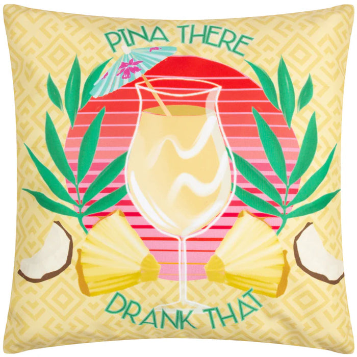 Waterproof Outdoor Cushion, Pina There Design, Yellow