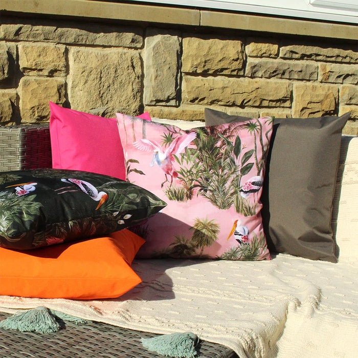 Waterproof Outdoor Cushion, Platalea Design, Blush, Bottle Green