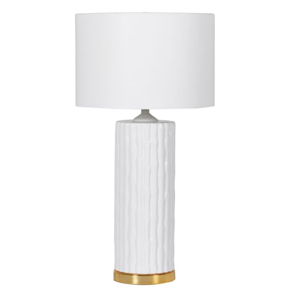 Ceramic Column Gold Rim Base Table Lamp with Shade