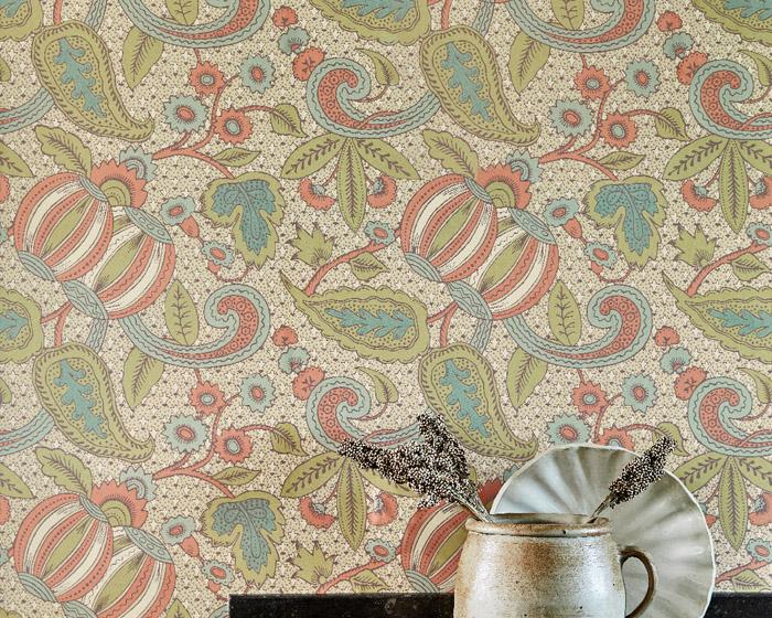 Little Greene Wallpaper - Pomegranate Green Scale