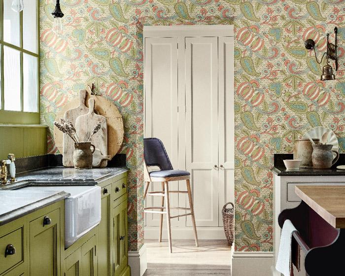 Little Greene Wallpaper - Pomegranate Blue Scale