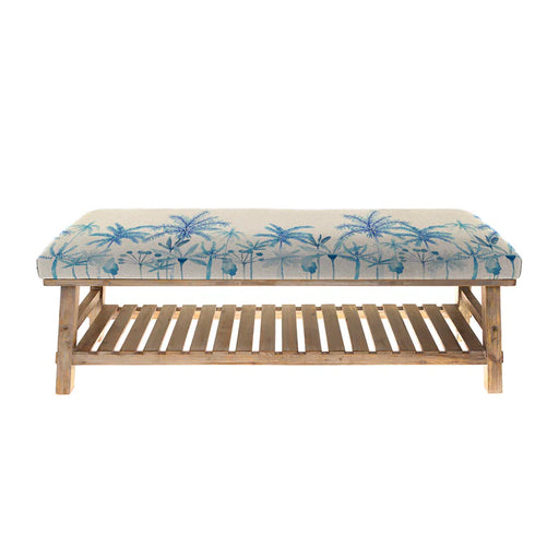 Cozzo Cotton-Linen Storage Bench in Cobalt - 46cm