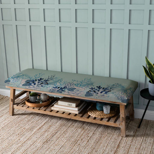 Coralie Cotton-Linen Blend Storage Bench in Meadow - 48cm