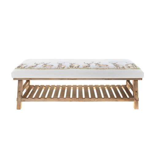 Moorland Stag Cotton-Linen Storage Bench - 48cm