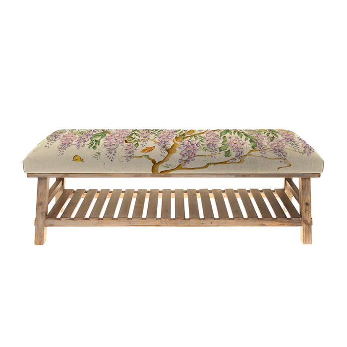 Mariposa Cotton-Linen Storage Bench in Linen - 48cm