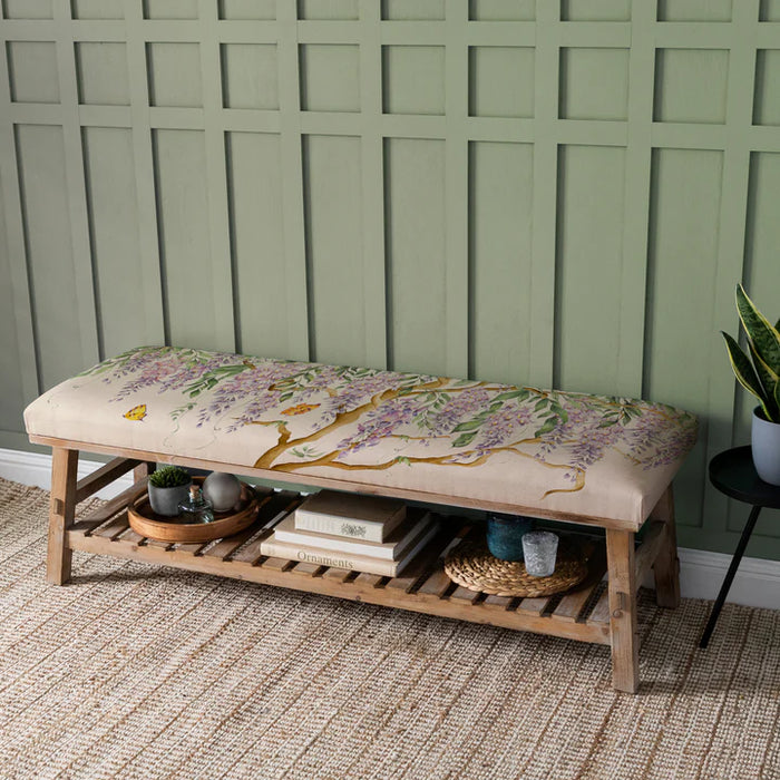 Mariposa Cotton-Linen Storage Bench in Linen - 48cm