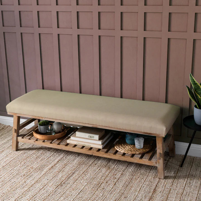 Tivoli Rupert Caramel Linen Storage Bench - 48cm