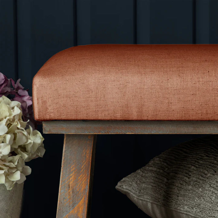 Tivoli Rupert Polyester-Viscose-Linen Storage Bench in Rust - 138 x 48cm