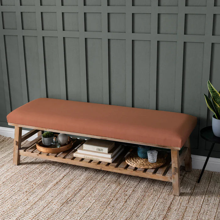 Tivoli Rupert Polyester-Viscose-Linen Storage Bench in Rust - 48cm