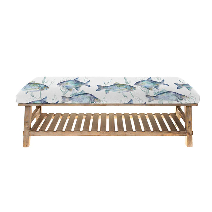 Ives Waters Rupert Cotton-Linen Bench - Marine - 48cm