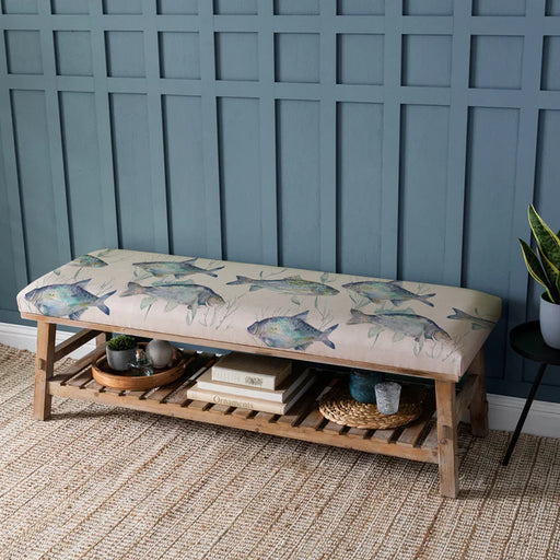 Ives Waters Rupert Cotton-Linen Bench - Marine - 48cm