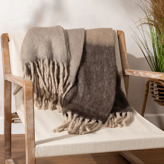 Rawton Ombre Throw, Textured, Flint, Black