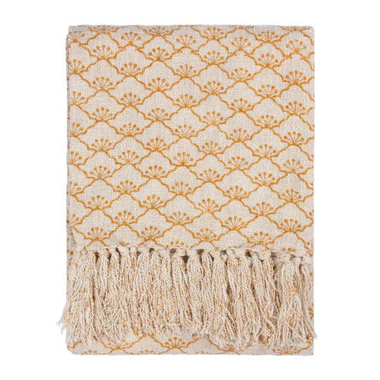 Saku Throw, Floral, Yellow, Honey