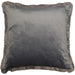 Malini Meghan Grey Matte Velvet Cushion with Thick Fringed Edges - 45x45cm