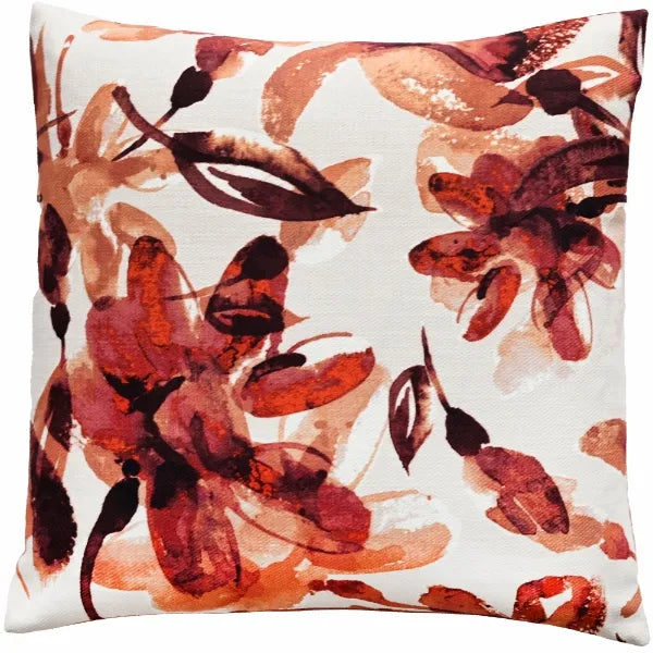 Malini Kelly Rust Floral Watercolour Cushion – 45x45cm