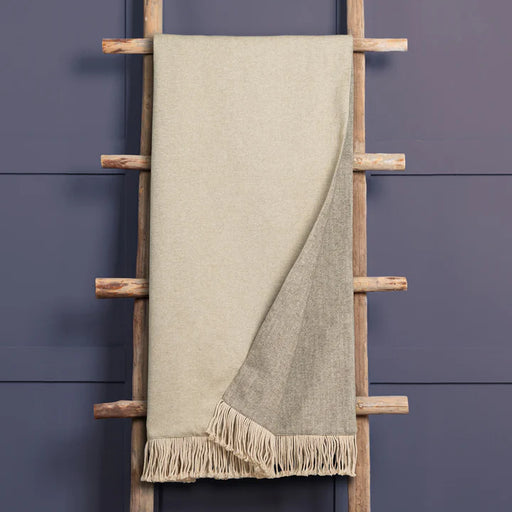 Selkirk Woven Throw, Plain, Cream, Cashew