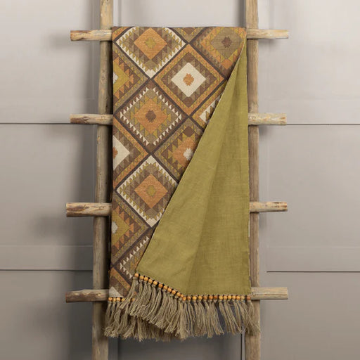 Serrano Printed Throw Check, Brown, Sepia