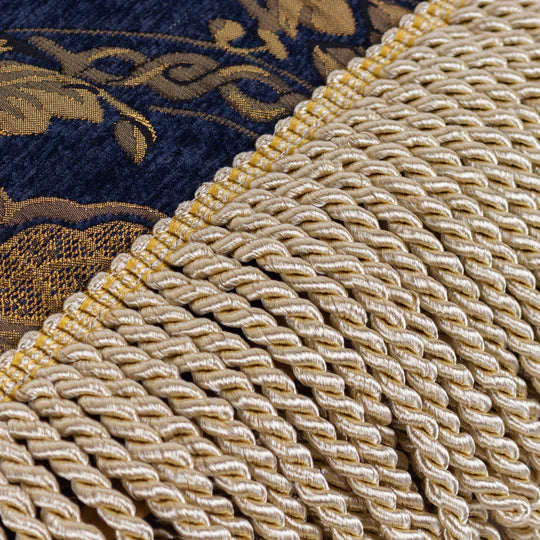 Shiraz Traditional Jacquard Throw, Floral, Navy Blue ( Due Back In 07/04/2025 )