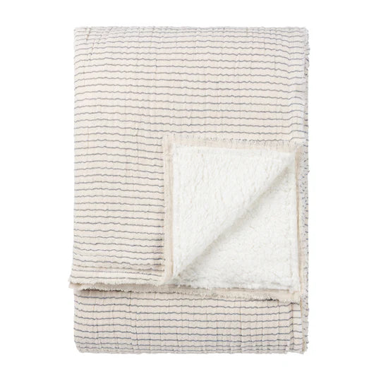 Skye Sherpa Throw, Stripe, Beige, Natural/Ink ( Due Back In  27/01/2025 )