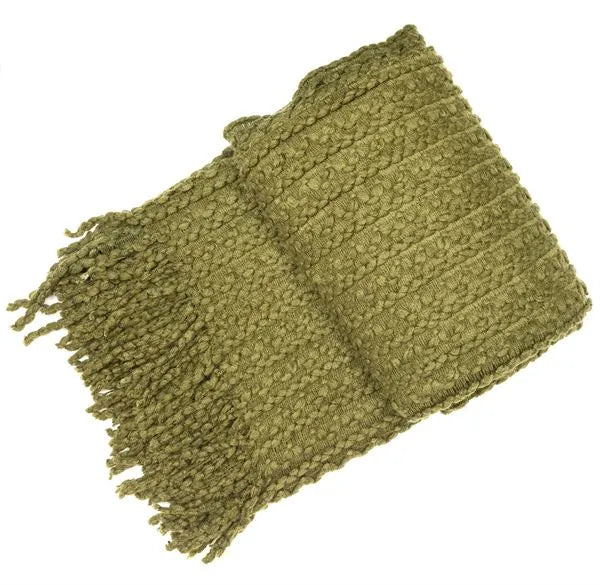 Malini Olive Brixton Throw With Tassels