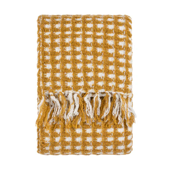 Toasty Throw, Check, Yellow, Ochre