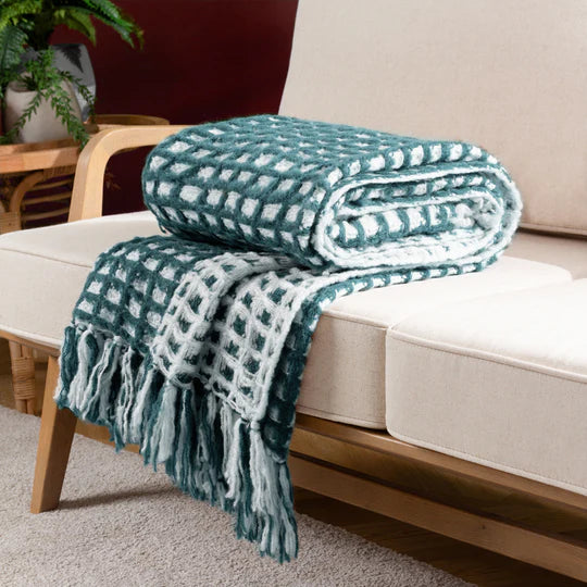 Toasty Throw, Check, Blue, Teal