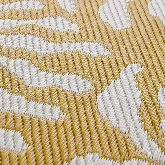 Tocorico Outdoor Recycled Rug, Botanical Design, Mustard ( Due Back In 17/03/2025 )