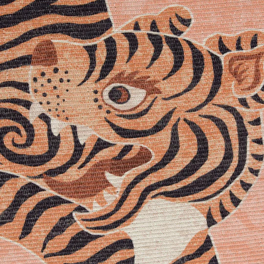 Tibetan Tiger Indoor/Outdoor Rug, Animal Design, Coral