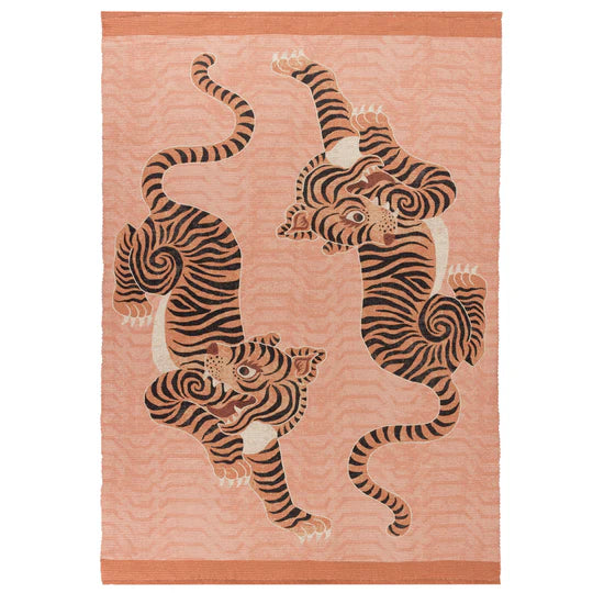 Tibetan Tiger Indoor/Outdoor Rug, Animal Design, Coral ( Due Back In 24/02/2025 )