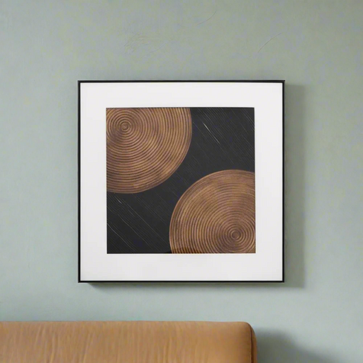 Modern Textured Wall Art – Black & Brown with Glass Frame  