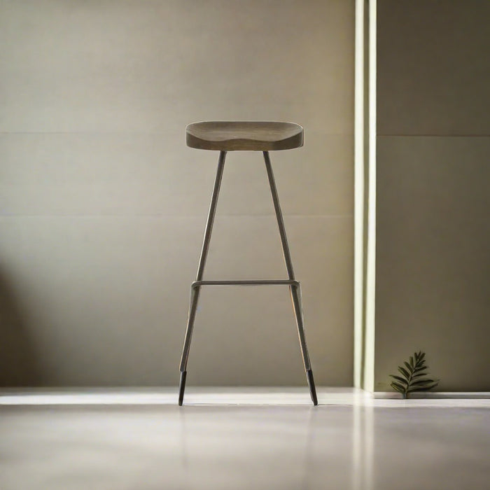 Battersea Bar Stool, Walnut, Metal Frame