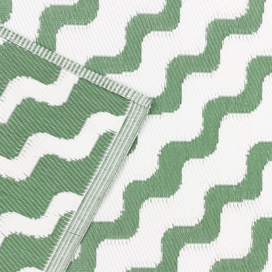 Wave Indoor/Outdoor Rug, Stripe Design, Green, Recycled