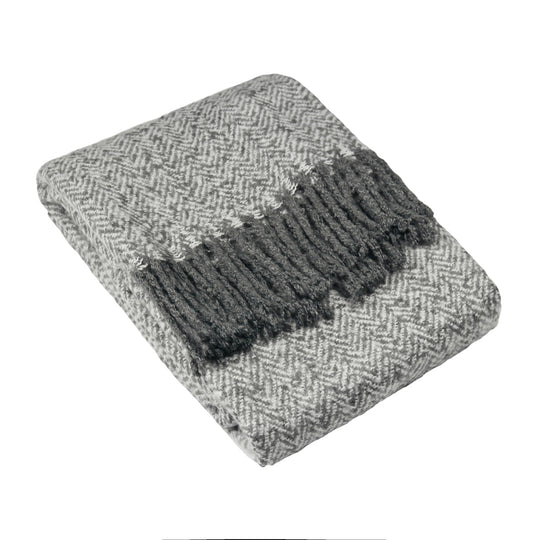 Weaver Herringbone Throw, Stripe, Grey ( Due Back In 14/04/2025 )