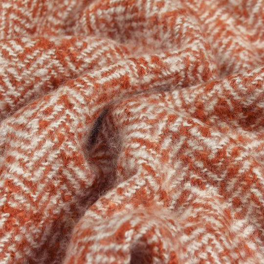 Weaver Herringbone Throw, Stripe, Rust