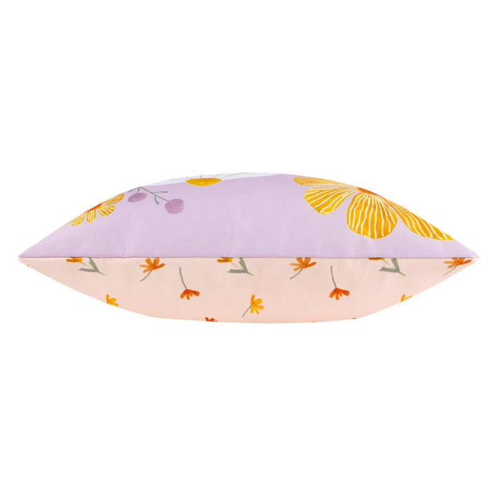 Waterproof Outdoor Cushion, Wildflowers Design, Lilac/Peach ( Due Back In 24/03/2025 )