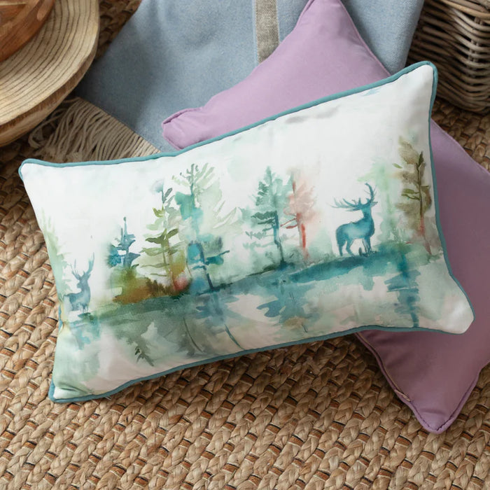 Waterproof Outdoor Cushion, Wilderness Design, Teal