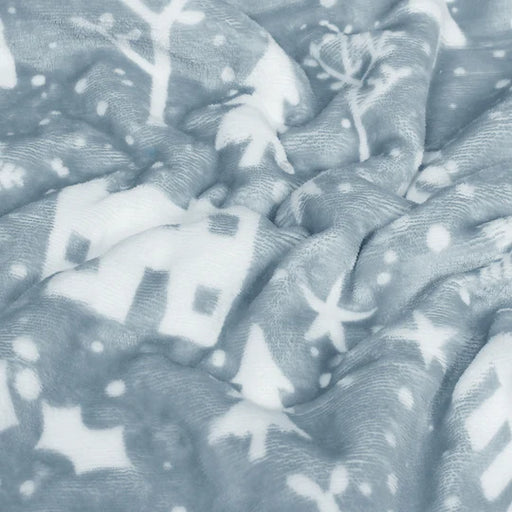 Winter Walk Fleece Throw, Print, Mist Blue