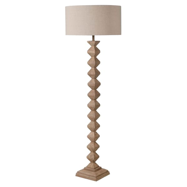 Ridged Floor Lamp with Linen Shade – 160cm