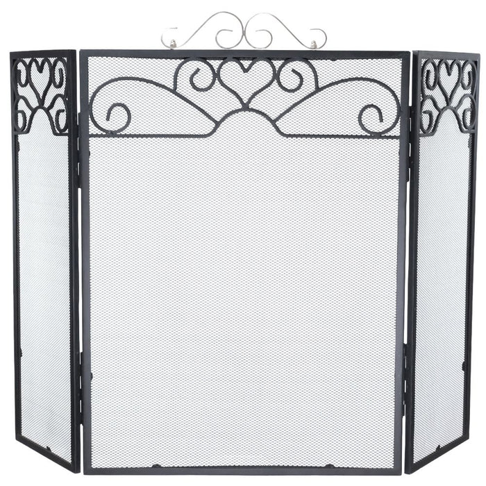 3-Fold Firescreen - Black with Chrome (50x24x71 cm)