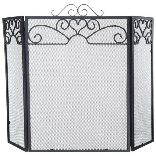 3-Fold Firescreen - All Black (52x26x70 cm)