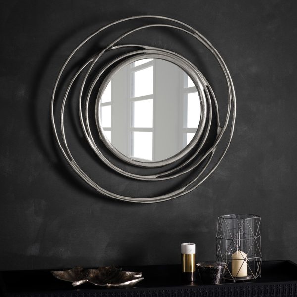 Luxury Silver Metal Spiral Wall Mirror