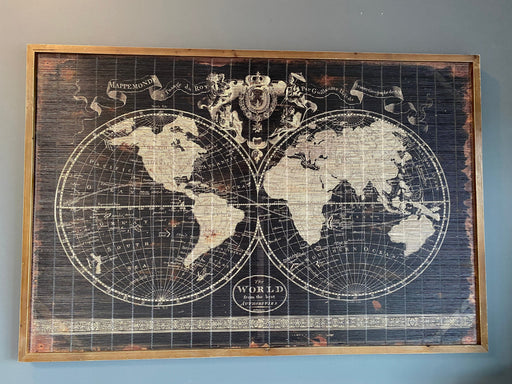 Timeless Antique World Map Wall Art – Wooden Frame & Vintage Design   